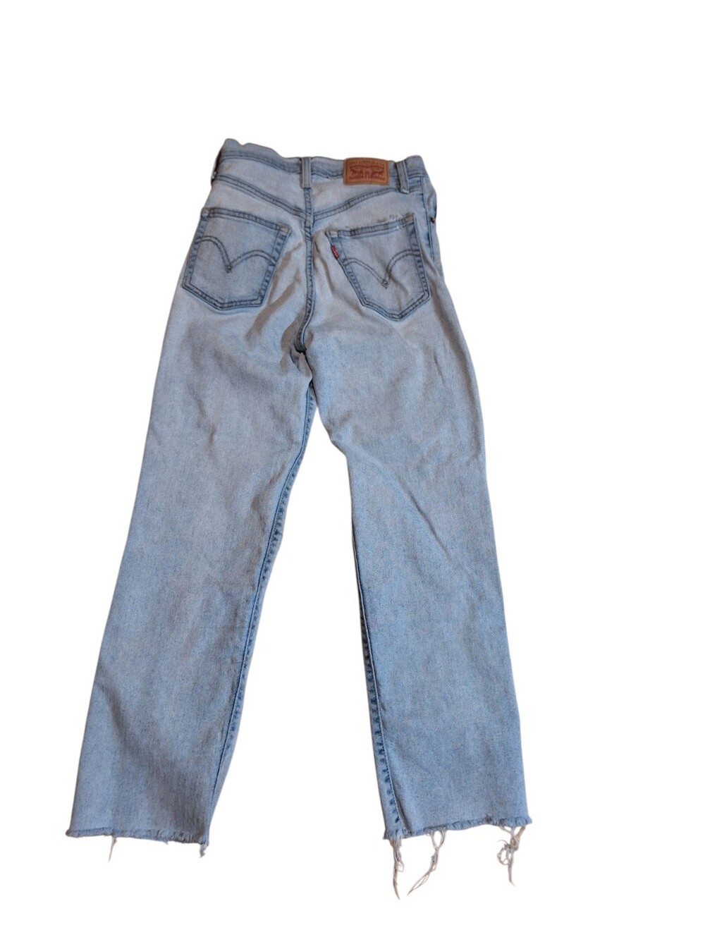 Levis Ribcage straight button fly jeans ladies 24 Destroyed with holes Denim